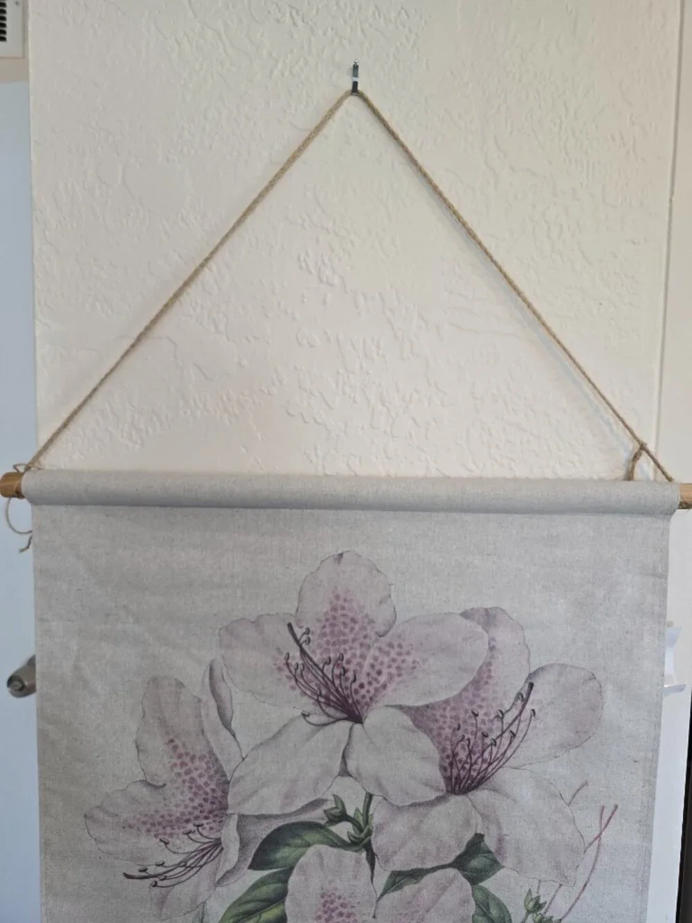NWT Habitat Decor Azalea Linen Tapestry Wall Hanging Scroll Botanical Art